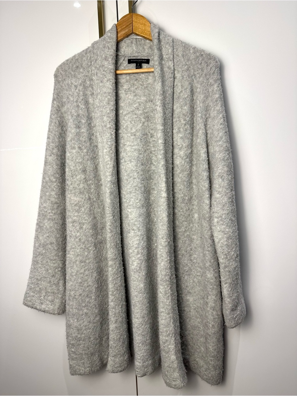 Banana Republic Grey Wool Blend Long Open Front Cardigan small